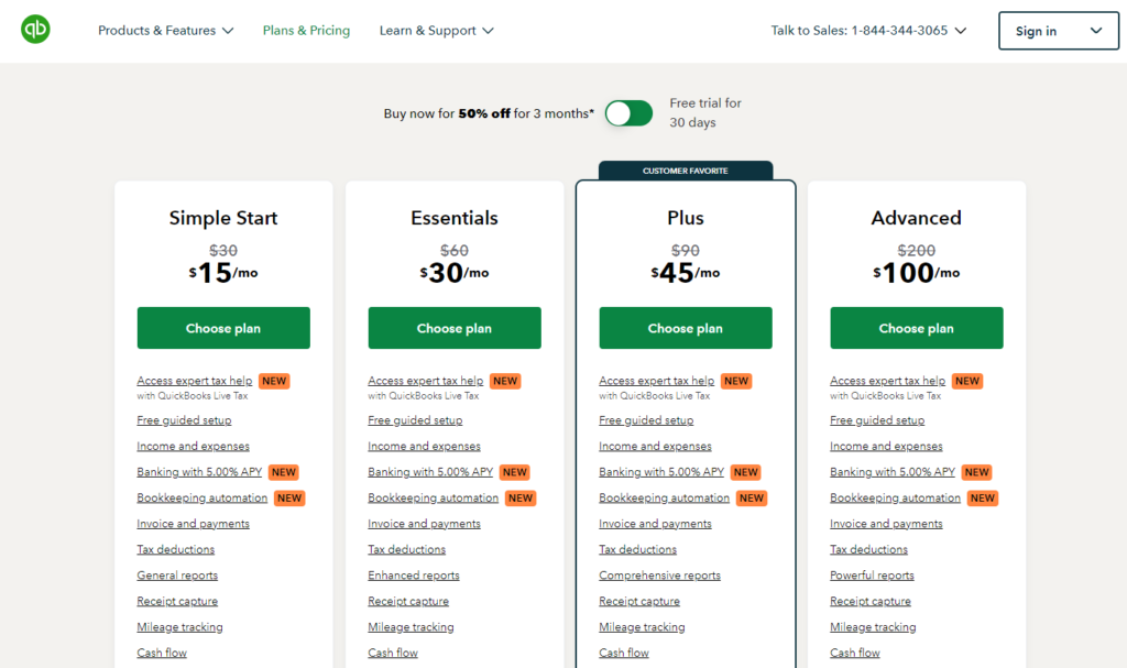 Intuit Quickbooks: Pricing